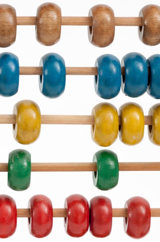 Beads on an abacus.